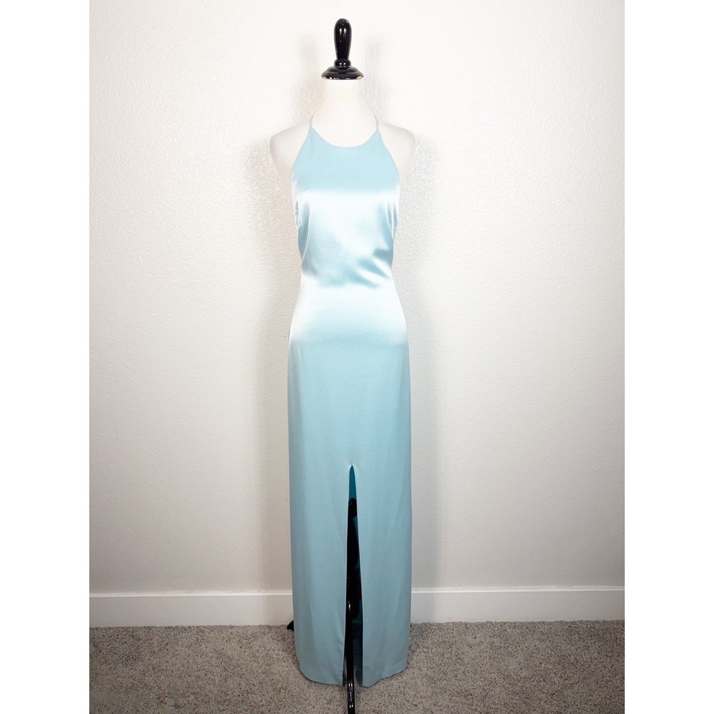 Alice‎ + Olivia Ettley Halter Maxi Dress Formal Gown Size 6 Powder Blue